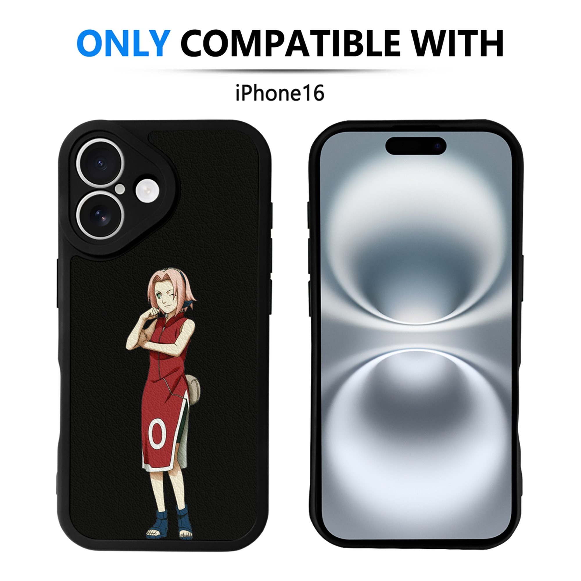 （画像用） NARUTO -ナルト- 春野サクラ Haruno Sakura 【iPhone 16シリーズ対応】シリコンスマホケース（レザー調） 材質：シリコン